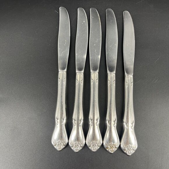 Oneida USA True Arbor Rose Dinner Knives 5 Piece Stainless Flatware - Picture 4 of 11